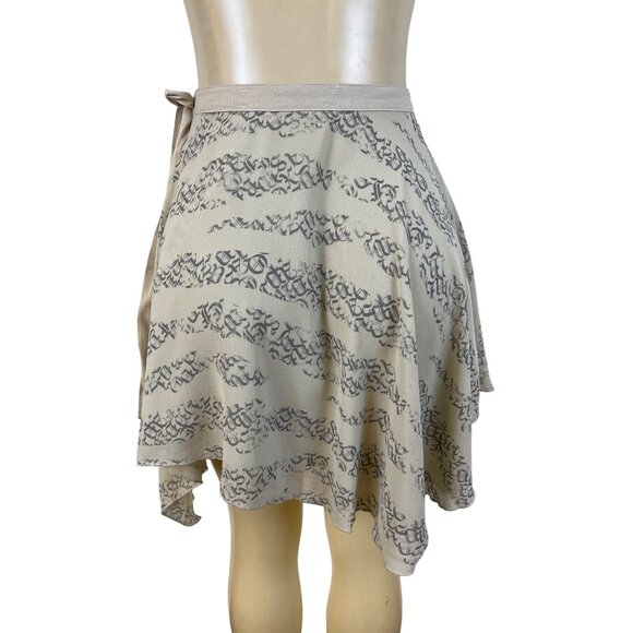 Silence + Noise Women’s Beige Gray Script Print Wrap Skirt Sz S/P - New - Picture 4 of 10